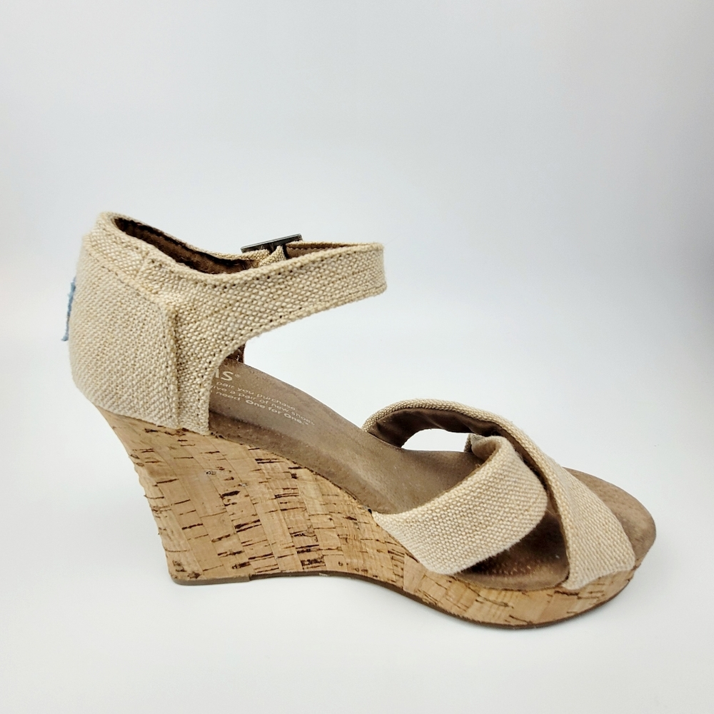Toms Burlap Cork Wedge Sandal W6